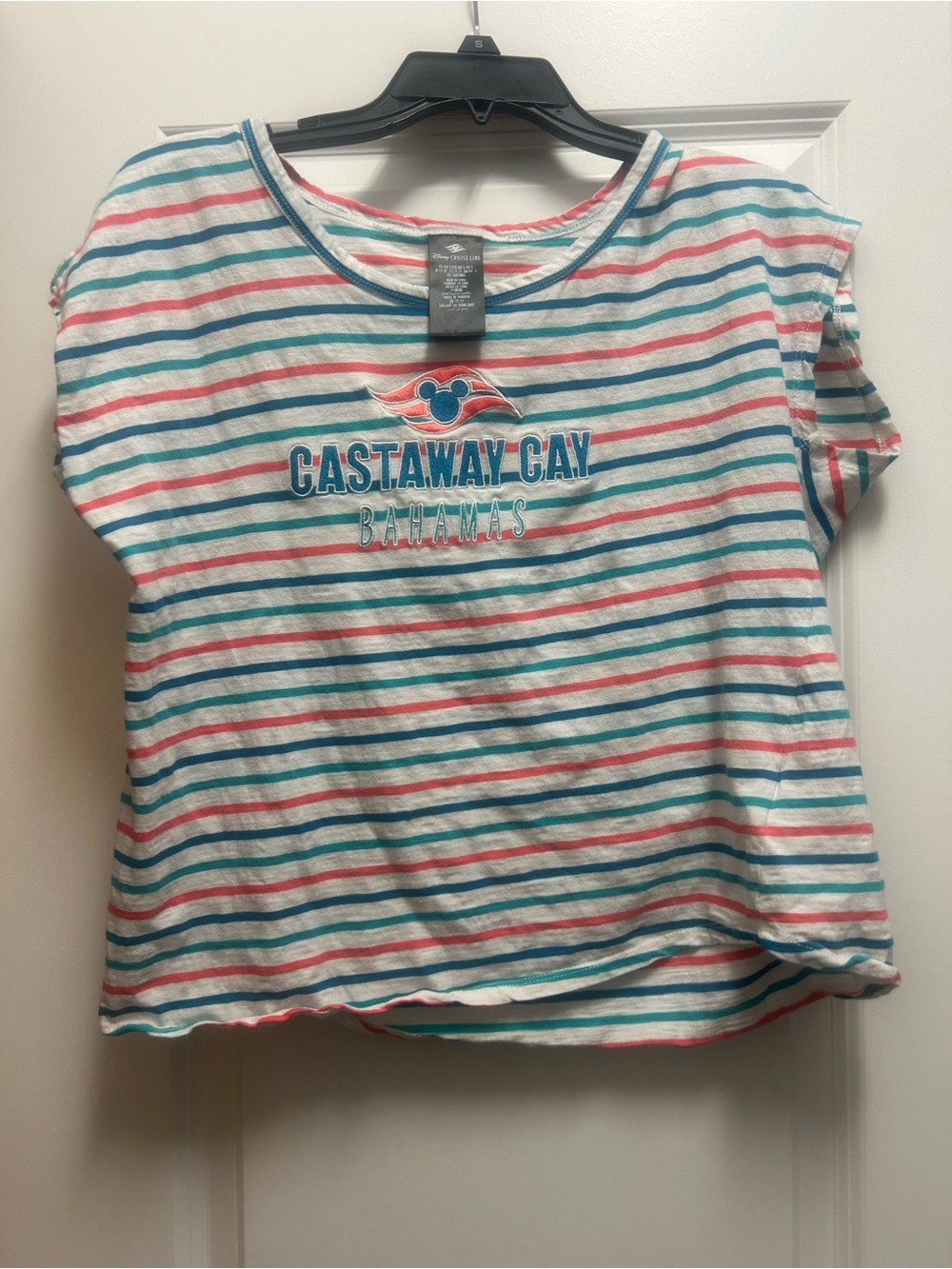 Castaway Striped Tee - White, Teal & Coral